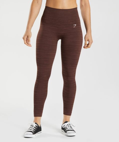 Women's Gymshark Adapt Marl Seamless Leggings Dark Brown | CA 7AN6D1